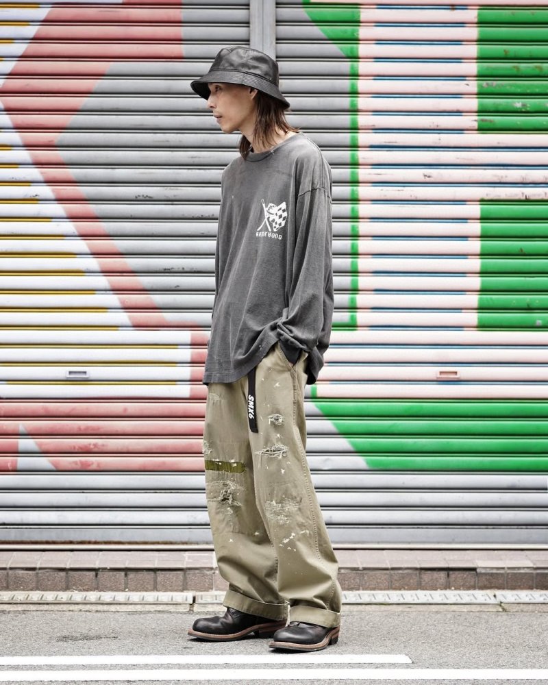 Charcoal Grey Graphic Long Sleeve Tee with Abstract Logo Print view