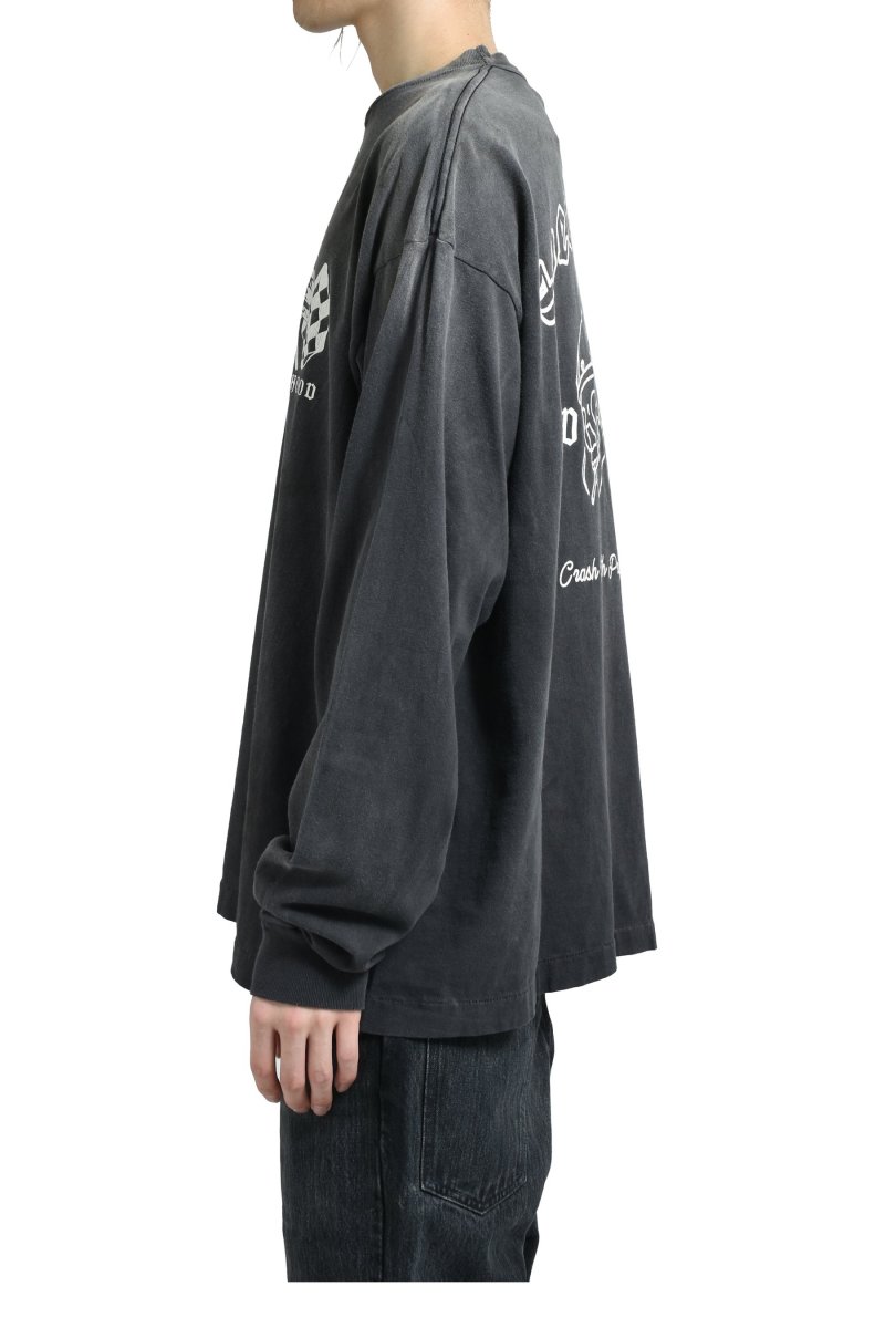 Charcoal Grey Graphic Long Sleeve Tee with Abstract Logo Print view