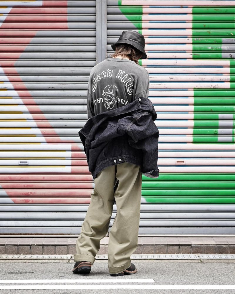 Charcoal Grey Graphic Long Sleeve Tee with Abstract Logo Print view