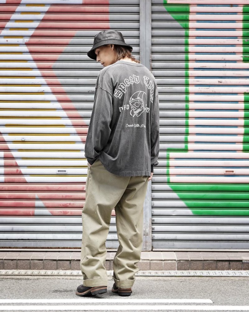 Charcoal Grey Graphic Long Sleeve Tee with Abstract Logo Print view