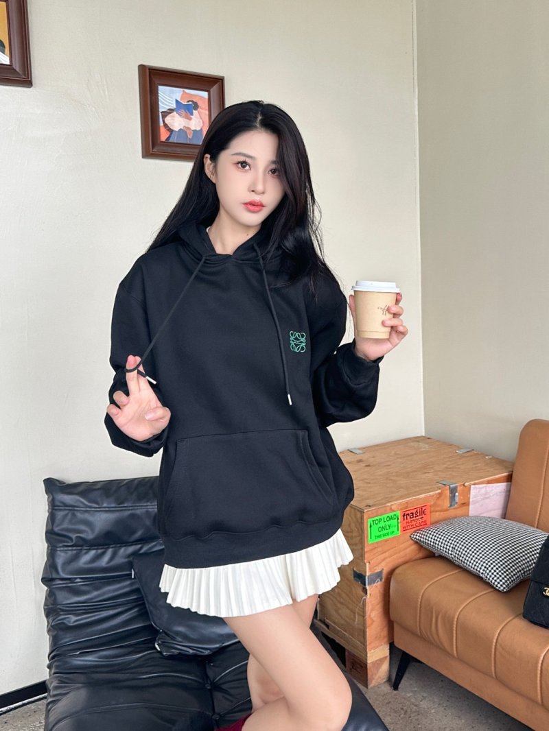 Loewe Black Anagram Embroidered Hoodie view