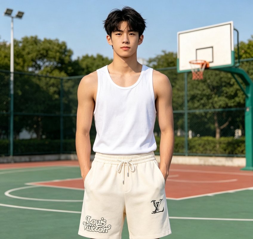 Louis Vuitton Cream Logo Drawstring Shorts