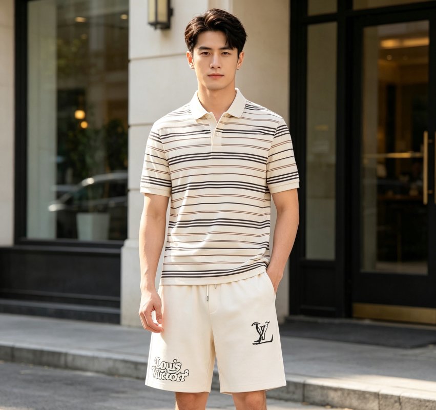 Louis Vuitton Cream Logo Drawstring Shorts view