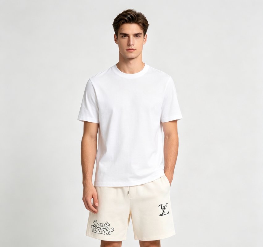 Louis Vuitton Cream Logo Drawstring Shorts view