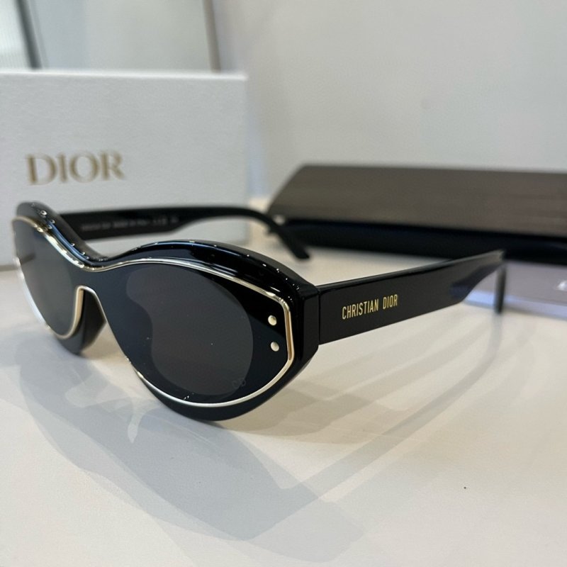 Dior Pacific S1U Black & Gold Oval Sunglasses view