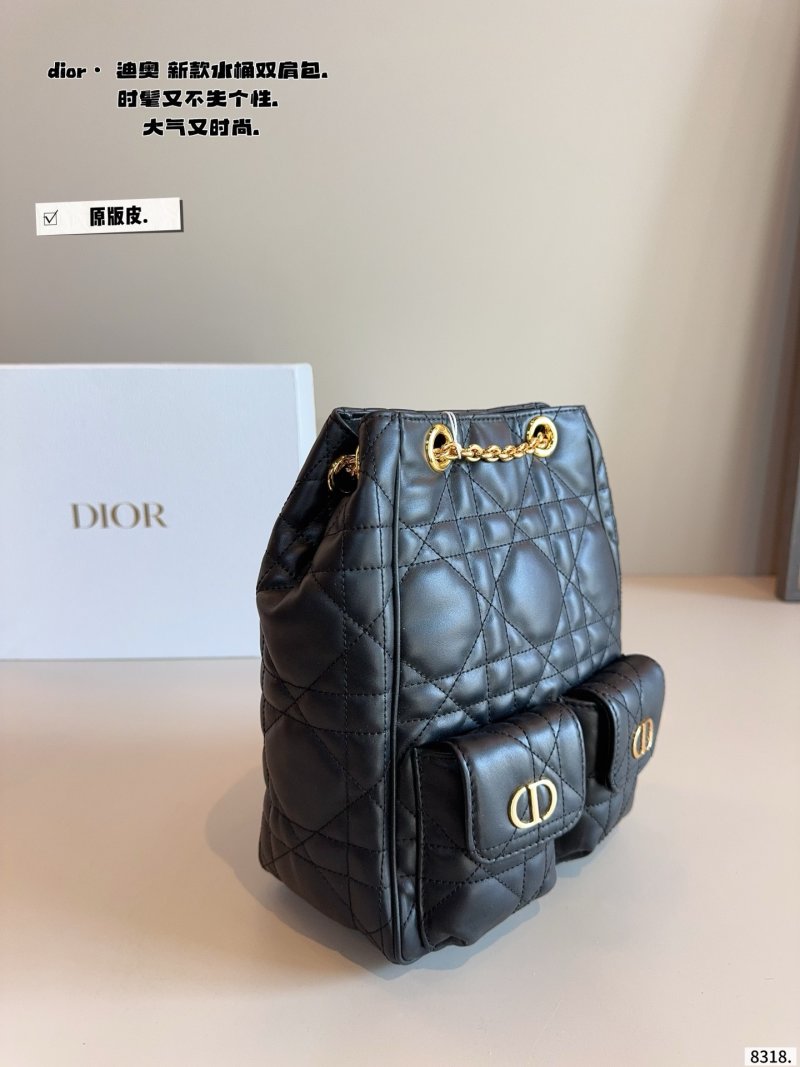 Dior Quilted Bucket Backpack Black view