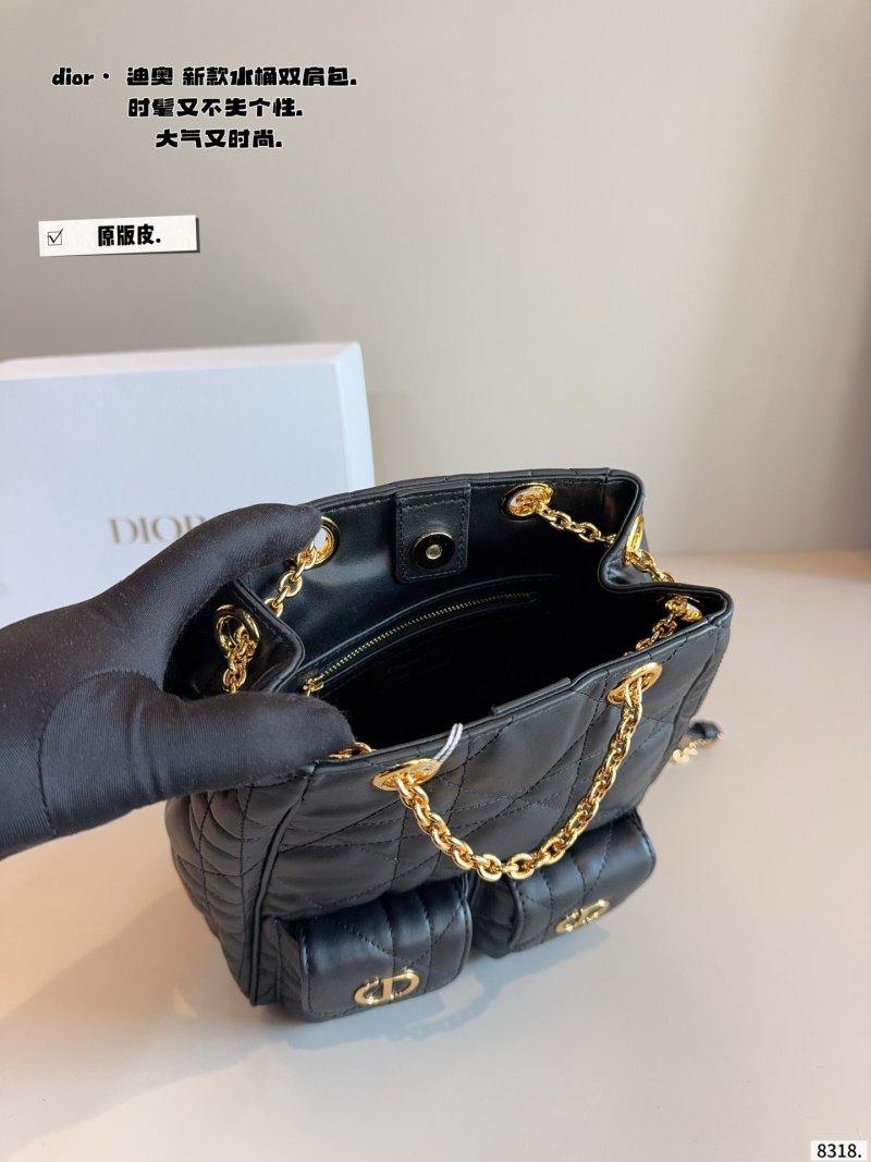 Dior Quilted Bucket Backpack Black view
