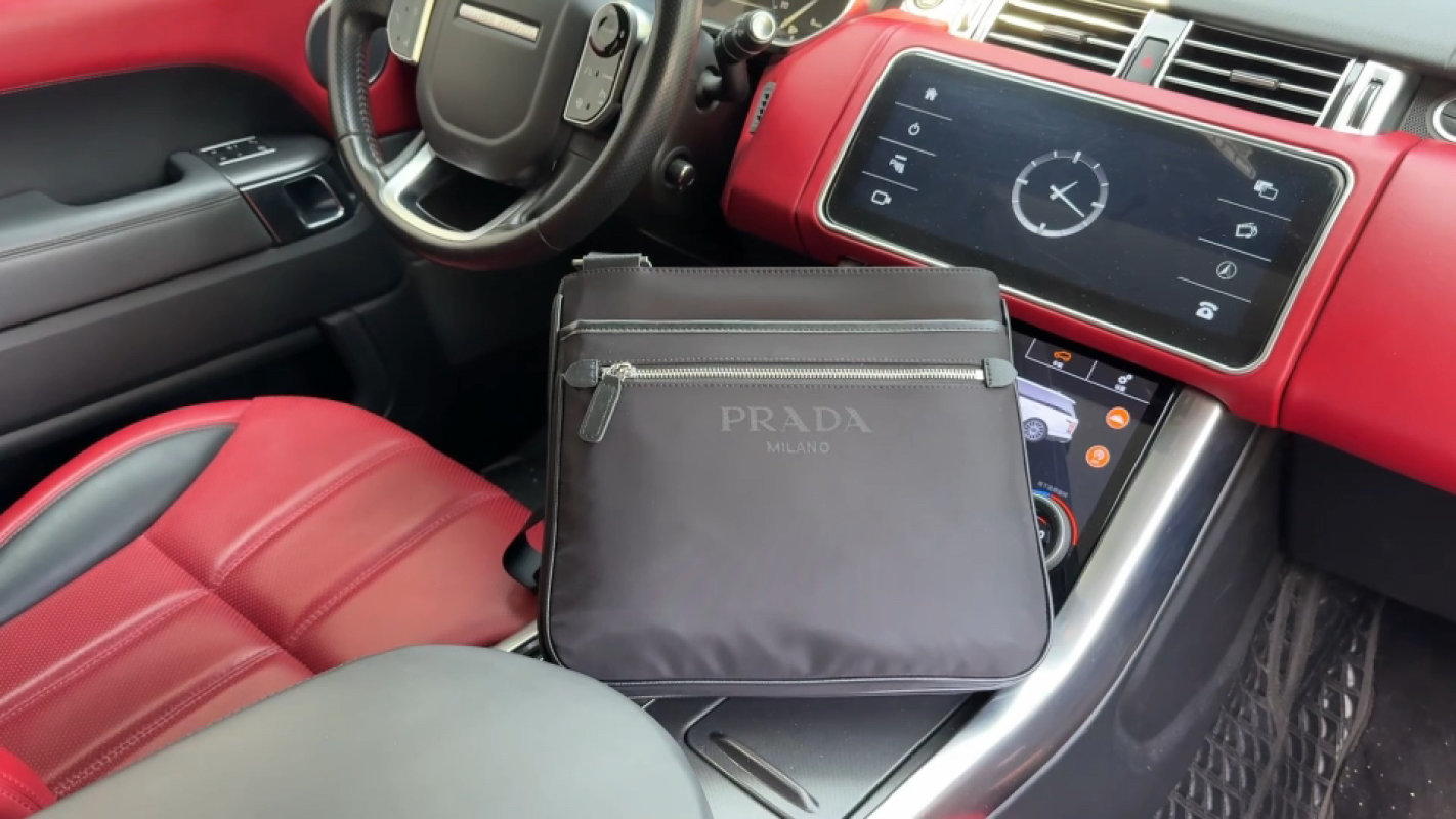 Prada Black Nylon Shoulder Bag with Zip Pockets