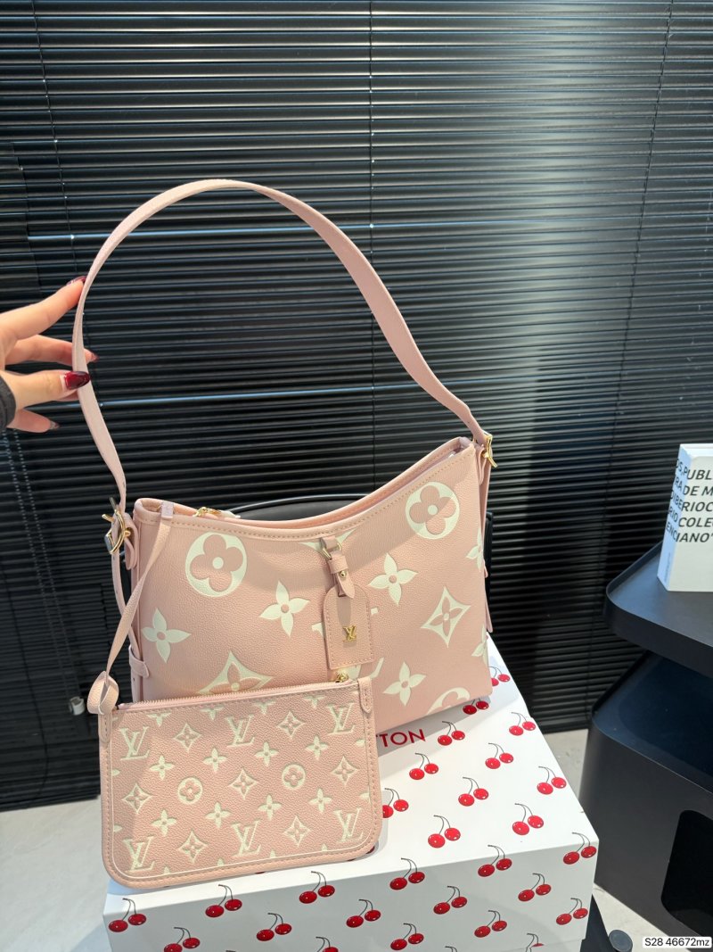Louis Vuitton Carry Monogram Canvas Shoulder Bag Pink