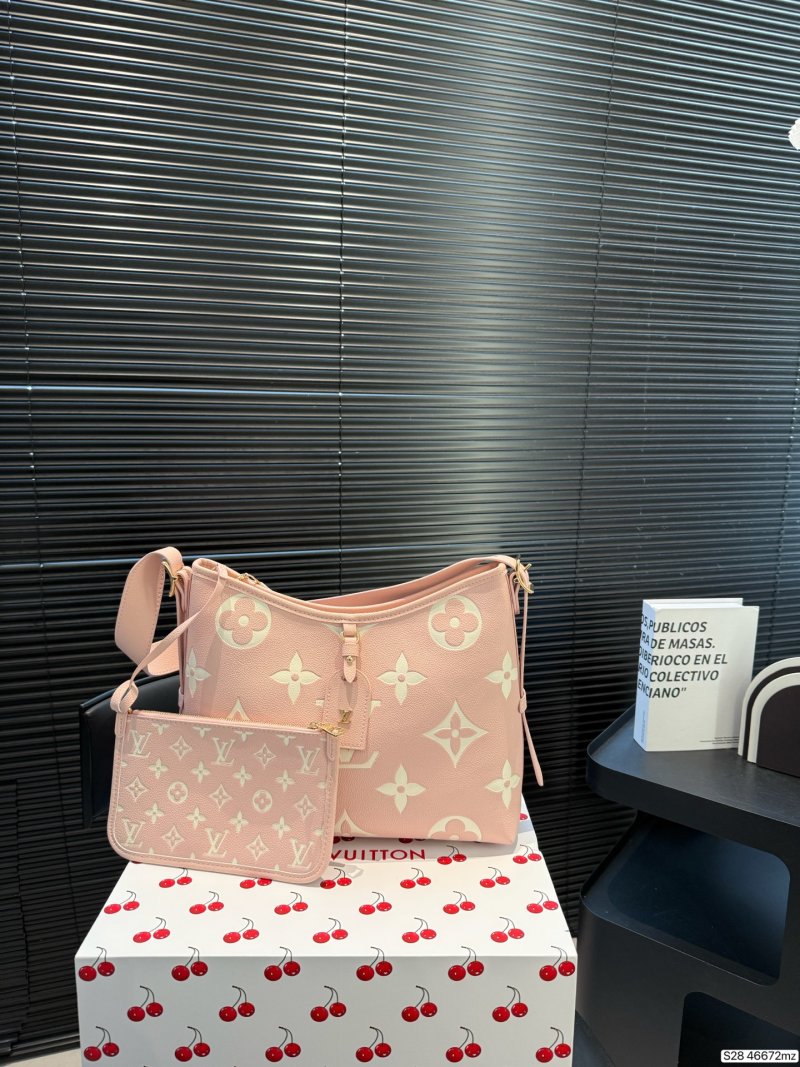 Louis Vuitton Carry Monogram Canvas Shoulder Bag Pink view