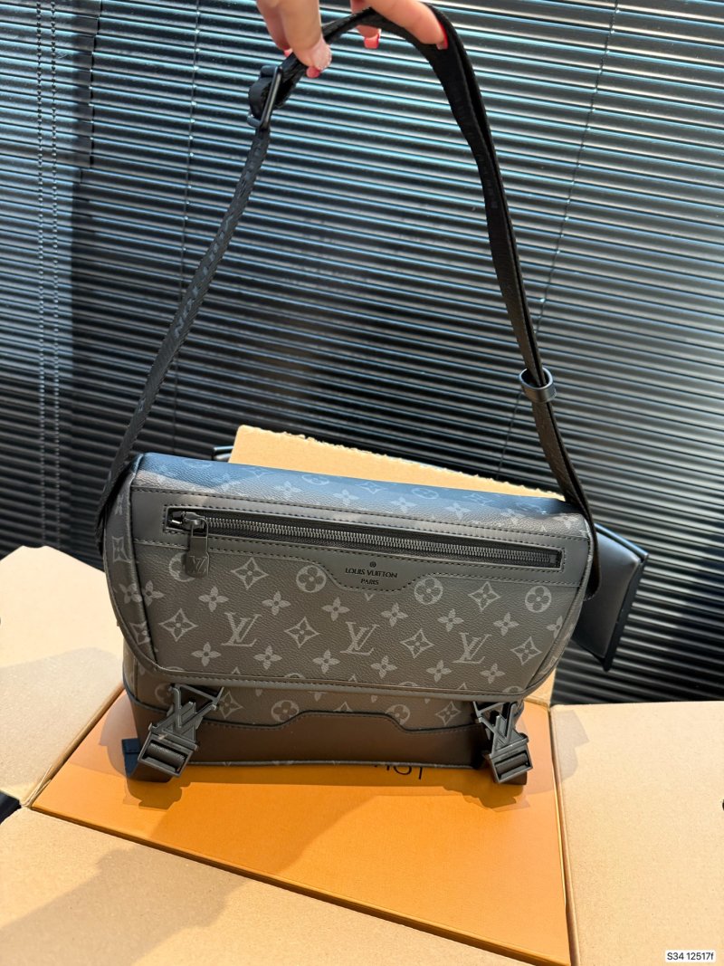 Louis Vuitton Monogram Messenger Crossbody Bag Black view