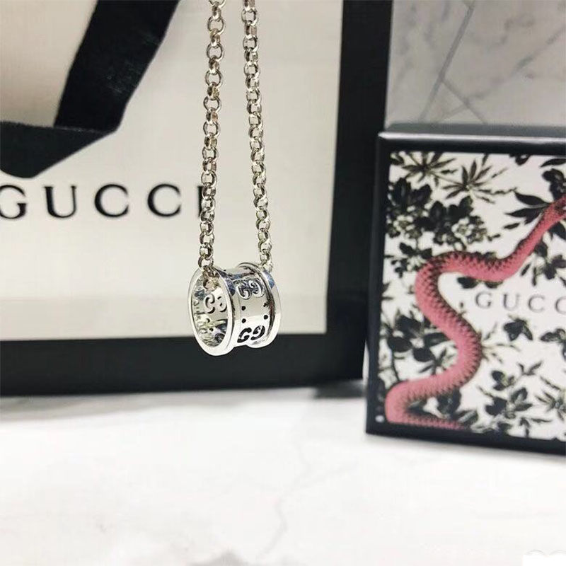 Gucci Marmont Interlocking GG Silver Chain Necklace