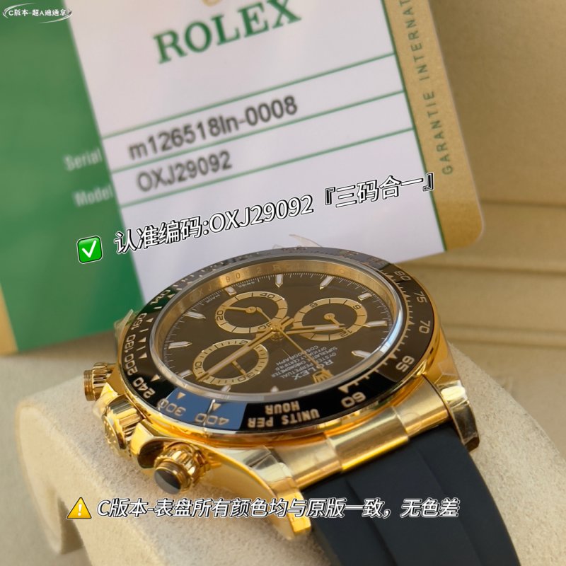 Rolex Daytona Gold Black Dial Chronograph Watch view