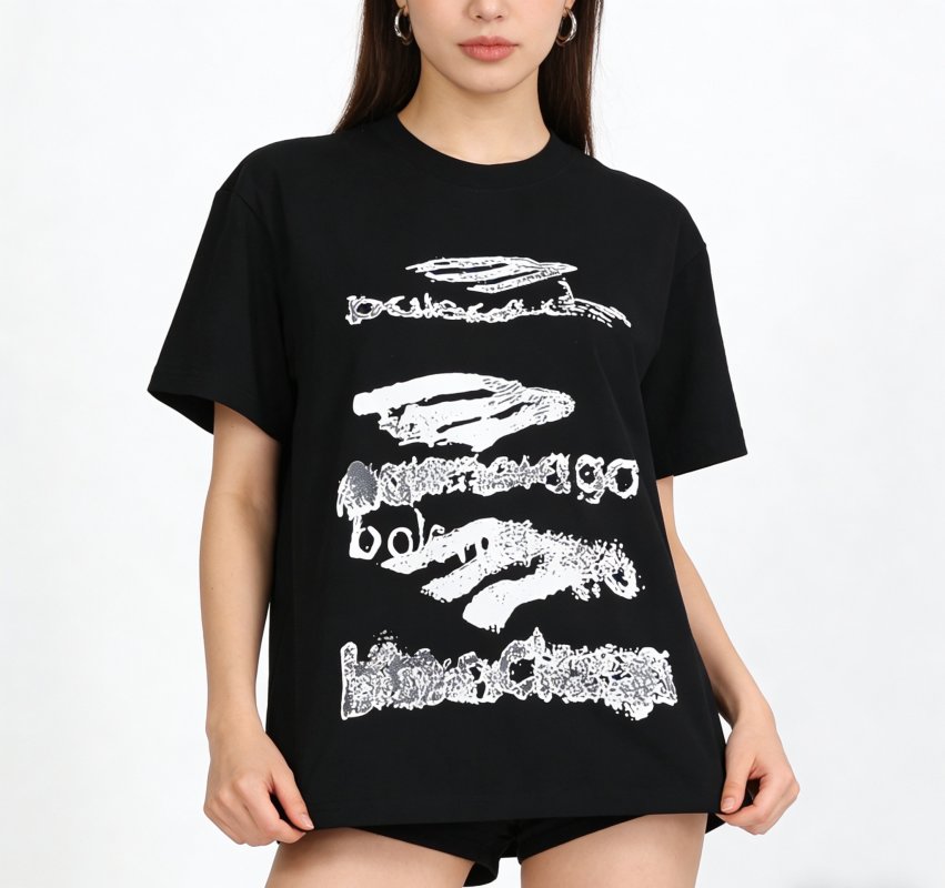 Balenciaga Black Graphic Print Short Sleeve T-Shirt