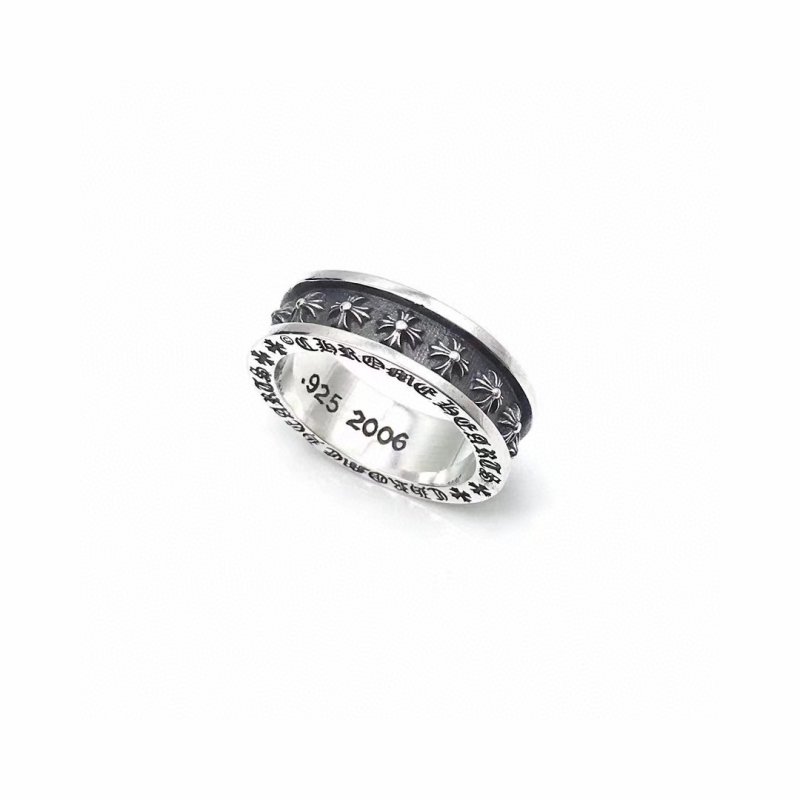 Chrome Hearts 925 Silver Floral Cross Band Ring