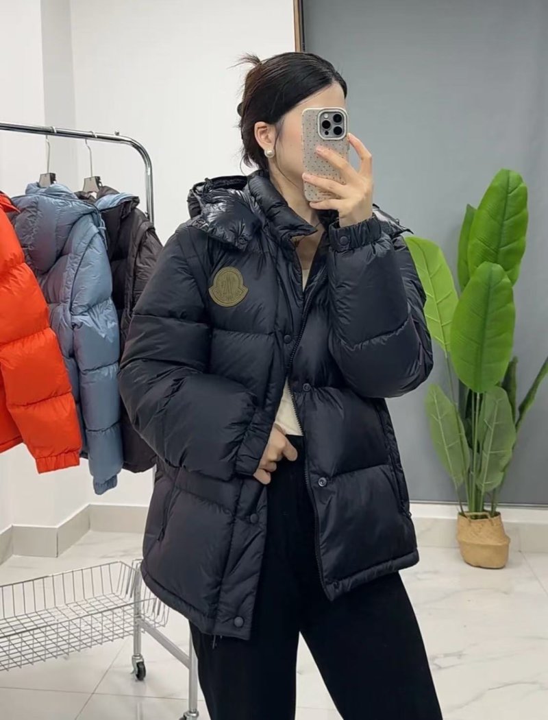 Moncler Black Puffer Down Jacket Gold Badge view