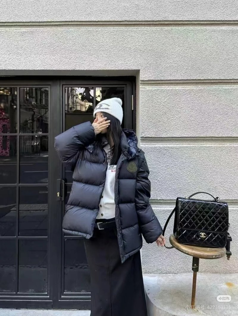 Moncler Black Puffer Down Jacket Gold Badge view