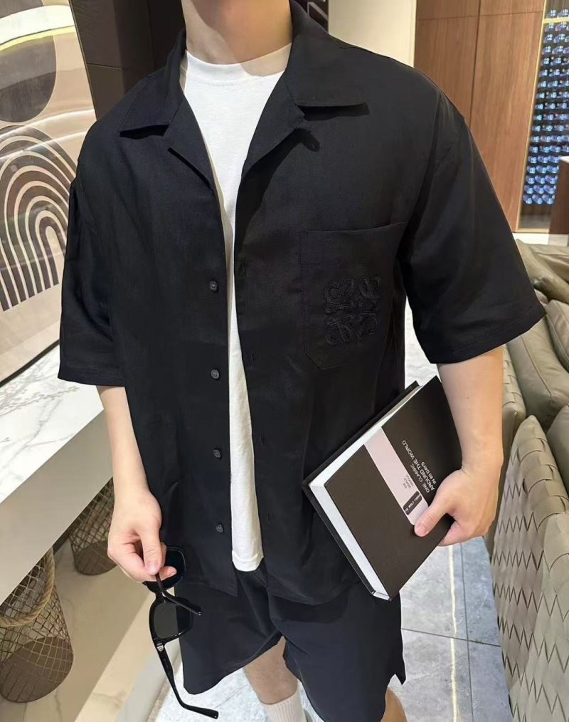 Loewe Black Oversized Embroidered Logo Shirt view