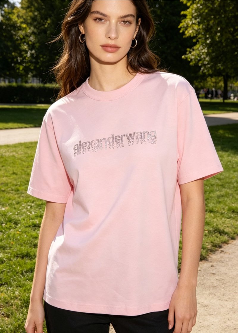Pink Distressed Logo Graphic T-Shirt view