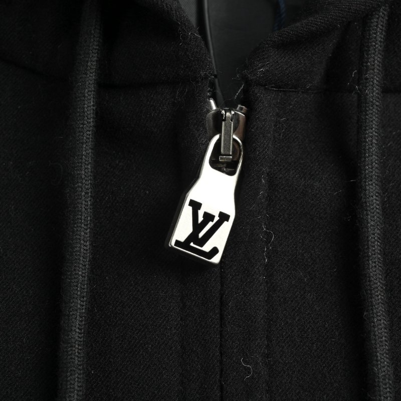 Louis Vuitton Black Zip Hoodie with LV Embroidery view