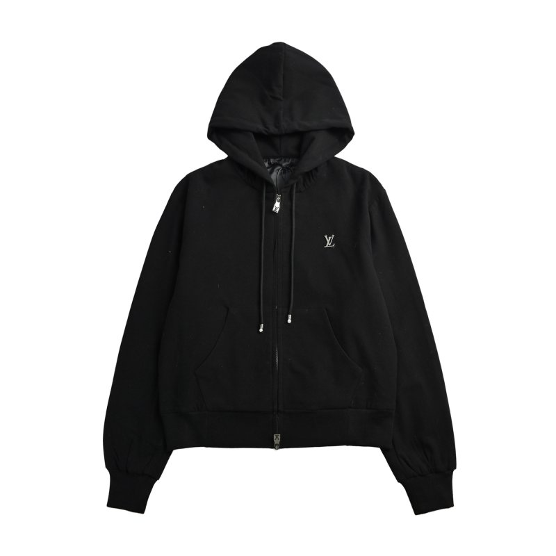 Louis Vuitton Black Zip Hoodie with LV Embroidery view