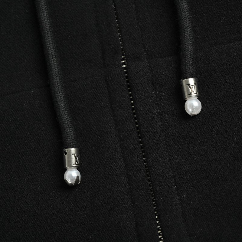 Louis Vuitton Black Zip Hoodie with LV Embroidery view