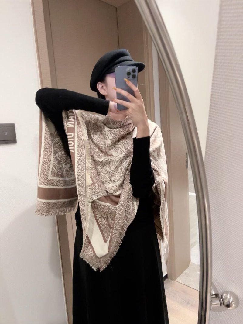 Dior Twill Square Scarf Beige 140x140cm view