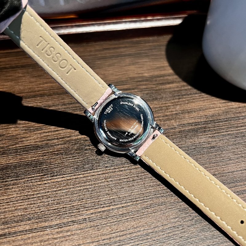 Tissot Carson Pearl Diamond Pink Dial Leather Watch view