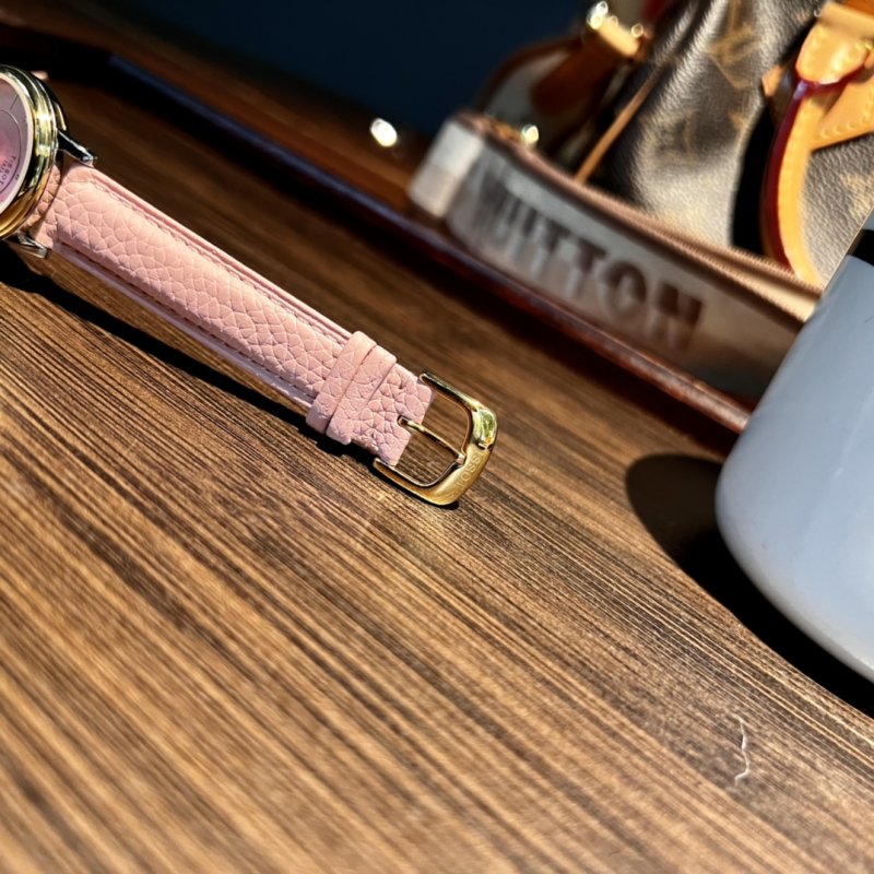Tissot Carson Pearl Diamond Pink Dial Leather Watch view