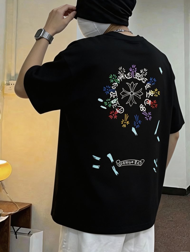 Essentials Black Graphic T-Shirt with Colorful Floral Design view