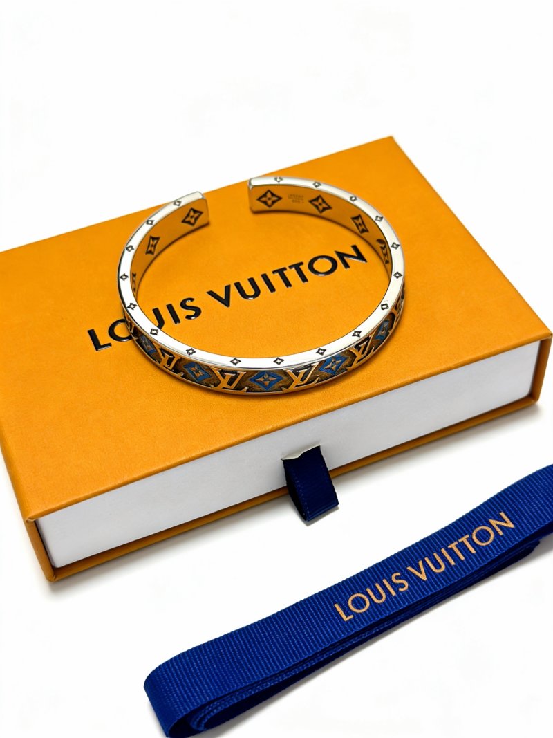 Louis Vuitton Monogram Blue Enamel Silver Cuff Bracelet view