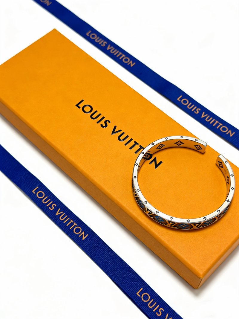 Louis Vuitton Monogram Blue Enamel Silver Cuff Bracelet view