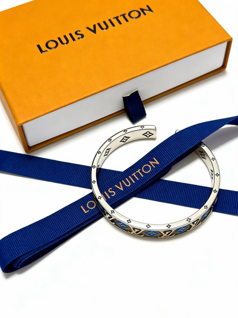 Louis Vuitton Monogram Blue Enamel Silver Cuff Bracelet view