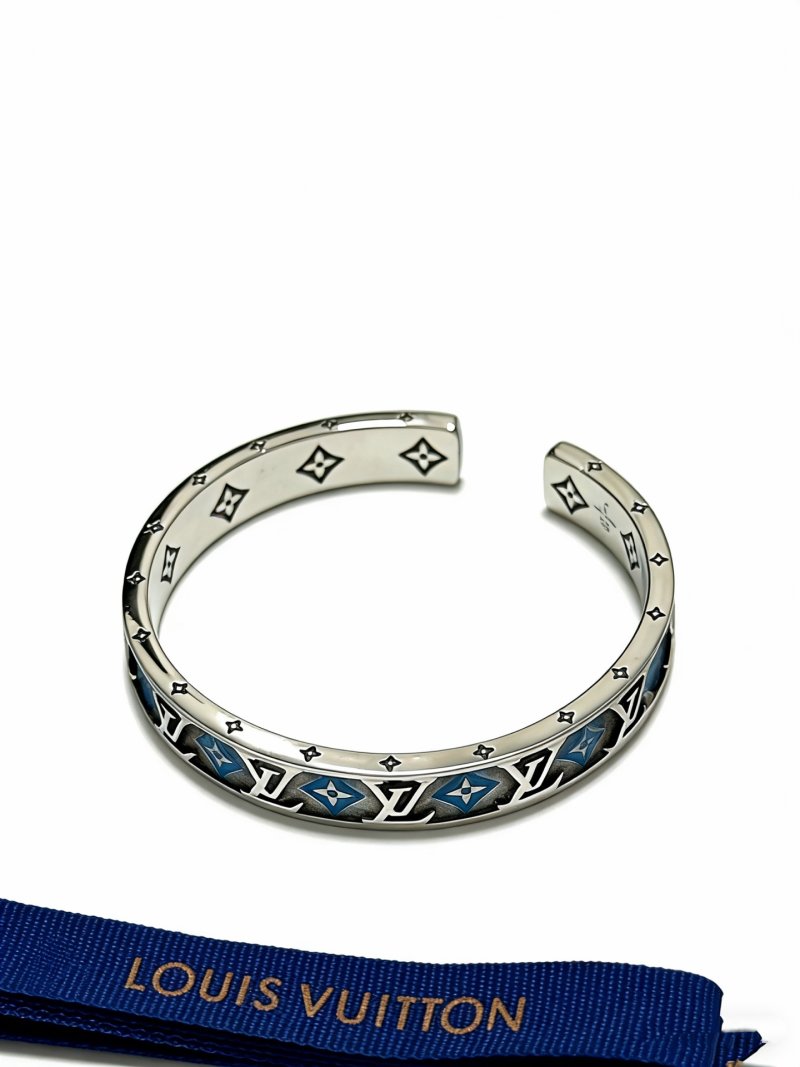 Louis Vuitton Monogram Blue Enamel Silver Cuff Bracelet view