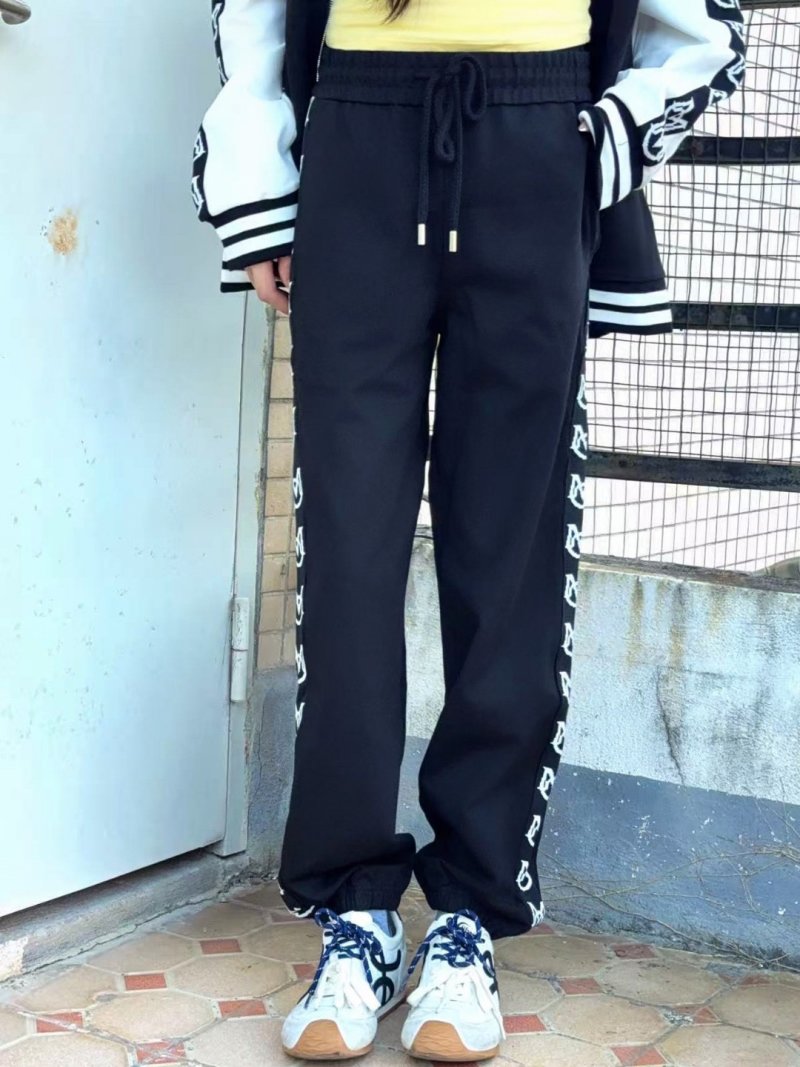 Black Taped Logo Trackpants with Stripe Detailing view