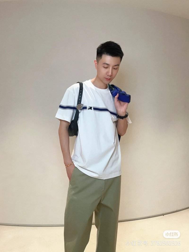 Cream Chest Stripe Short Sleeve T-Shirt view