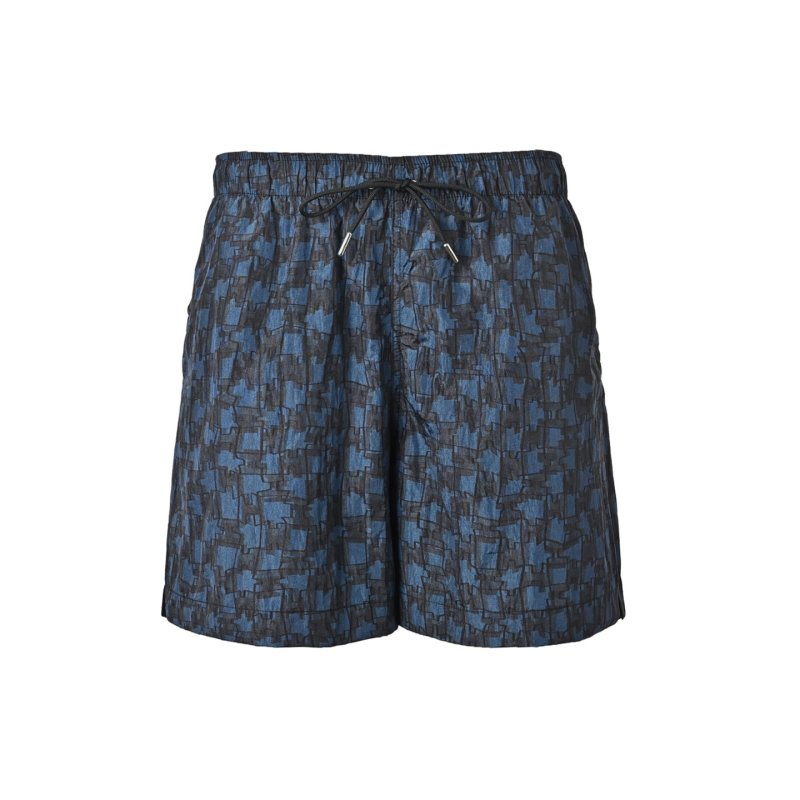 Navy Monogram Print Shorts view
