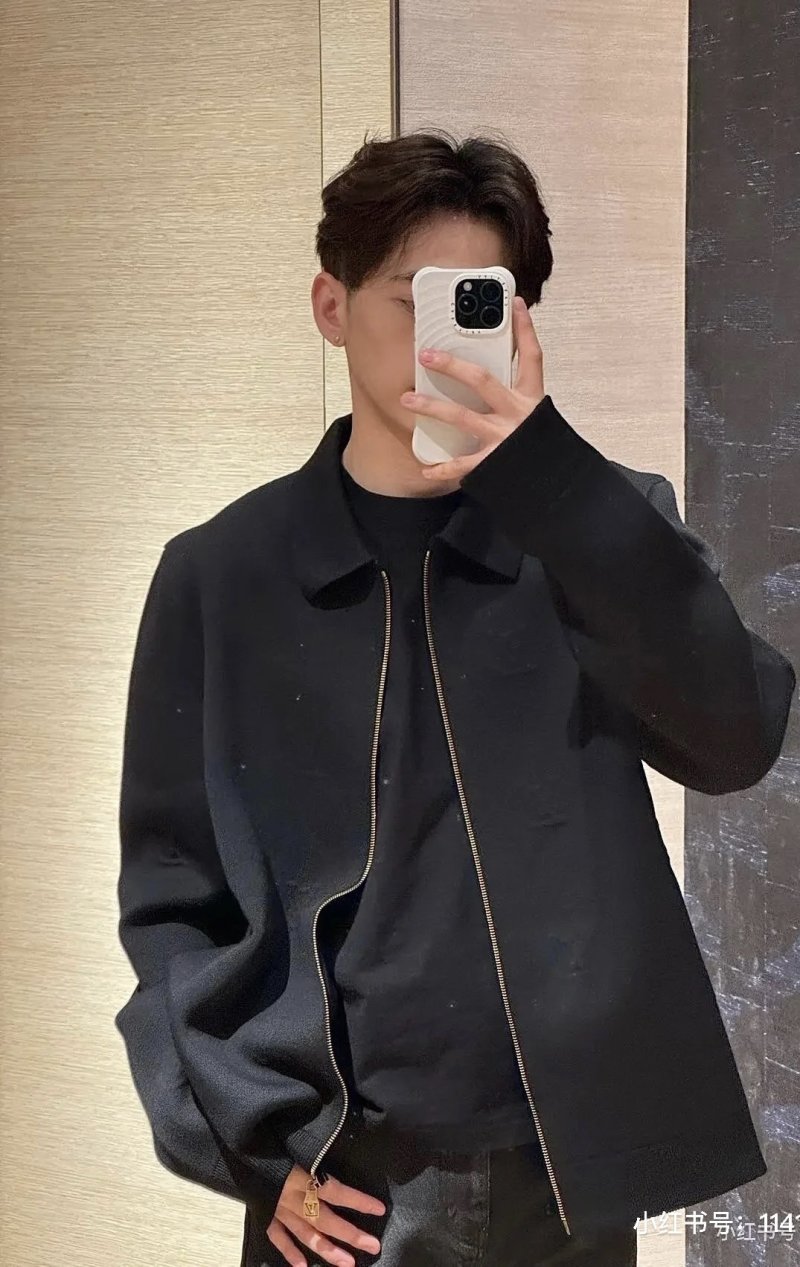 Black Wool Blend Harrington Jacket