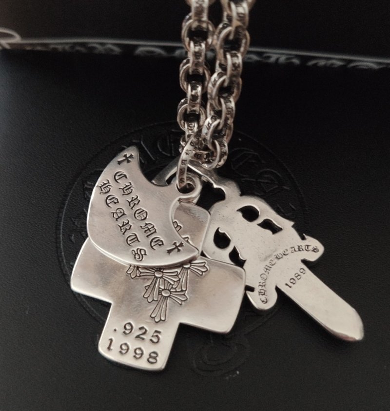 Chrome Hearts Dagger Cross Pendant Silver Chain Necklace view