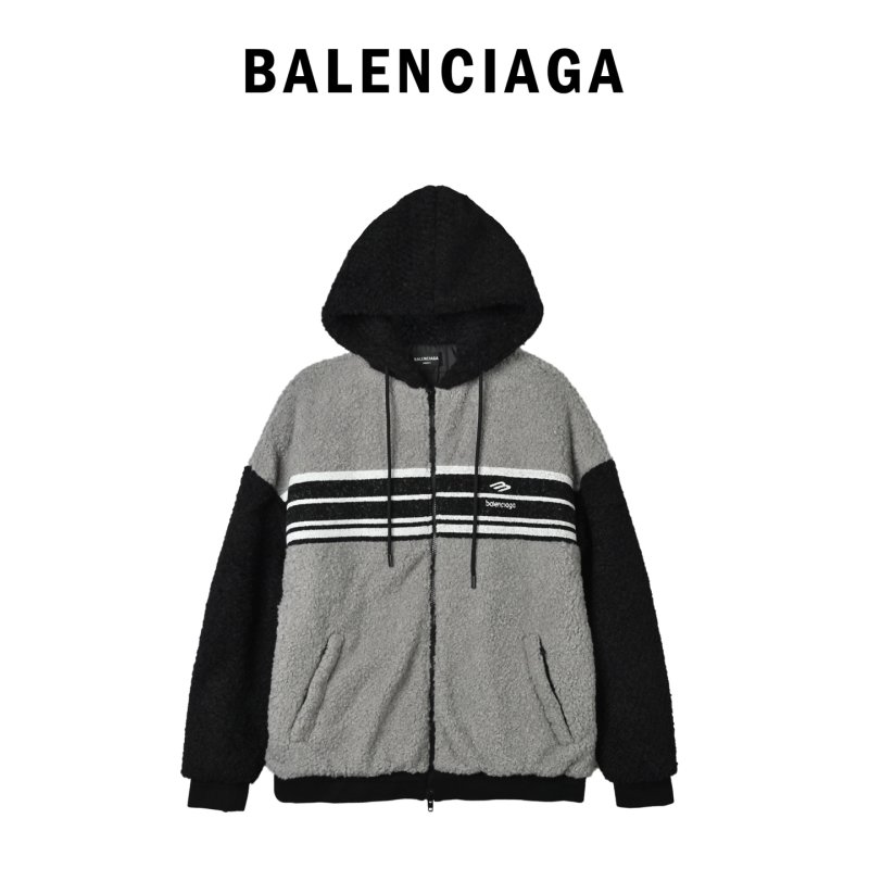 Black & Grey Stripe Zip Fleece Jacket view