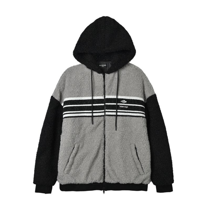 Black & Grey Stripe Zip Fleece Jacket view
