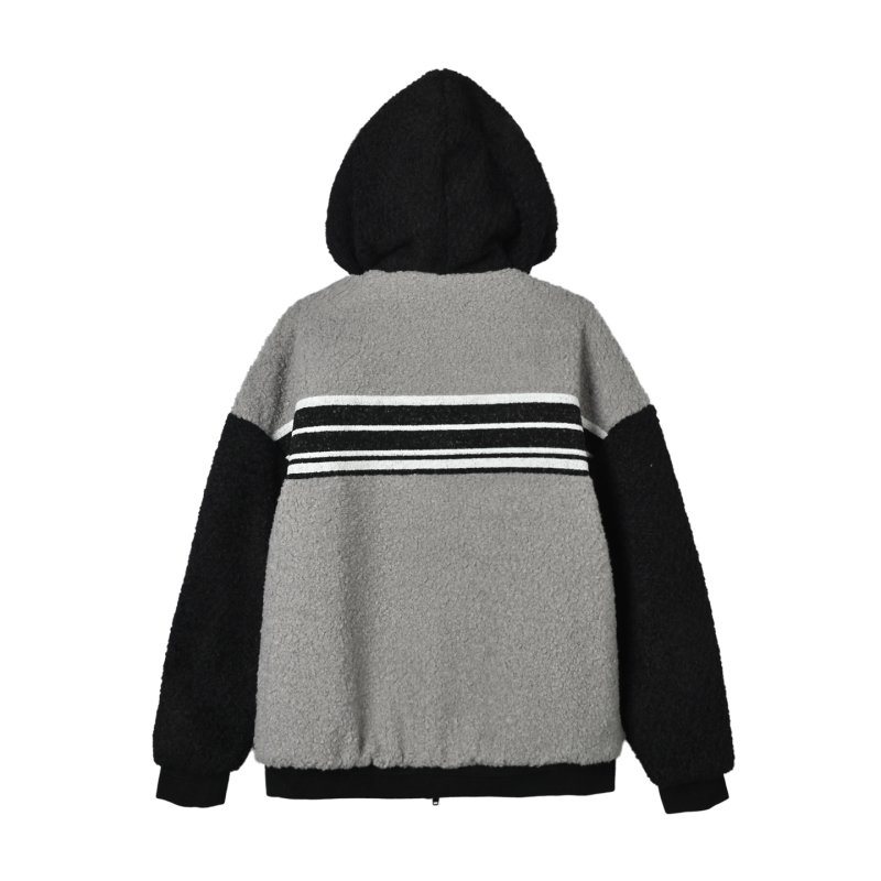 Black & Grey Stripe Zip Fleece Jacket view