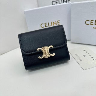 Celine Triomphe Black Compact Wallet