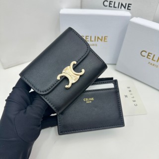 Celine Triomphe Black Compact Wallet view 2