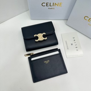 Celine Triomphe Black Compact Wallet view 3