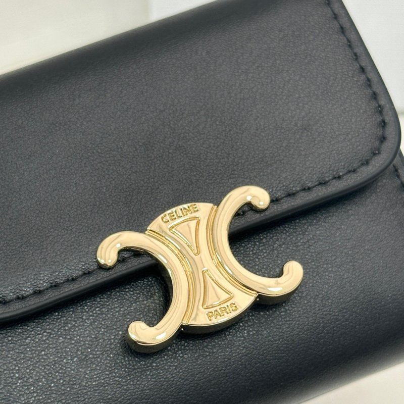 Celine Triomphe Black Compact Wallet view