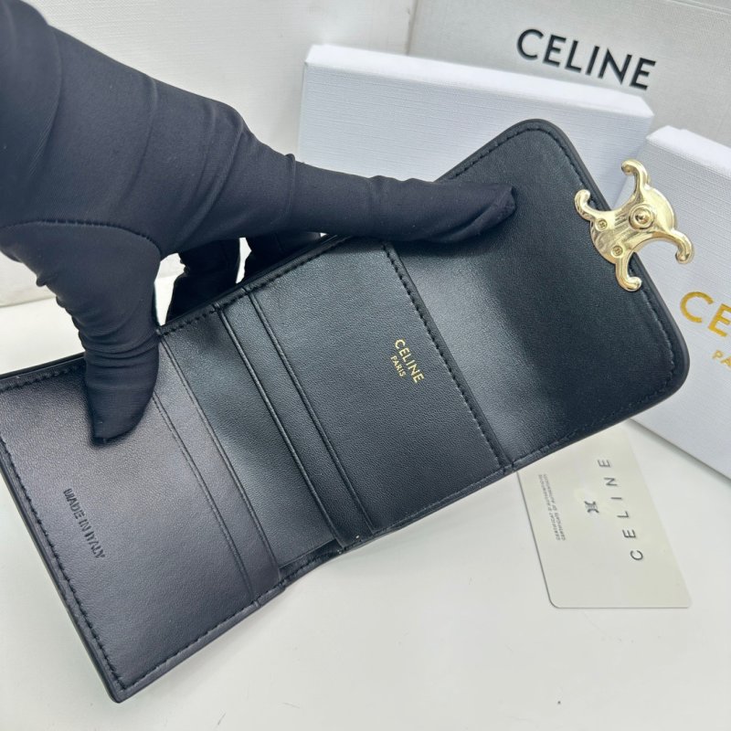 Celine Triomphe Black Compact Wallet view