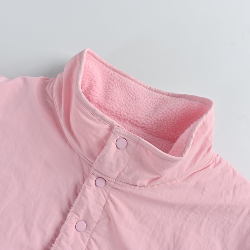 Pink Fleece Half-Zip Oversized Jacket view