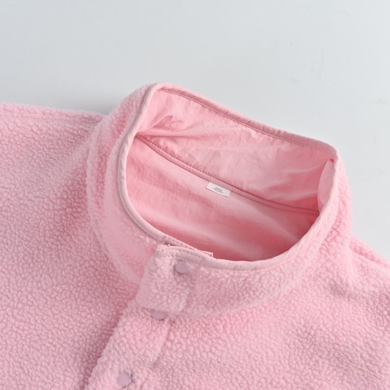 Pink Fleece Half-Zip Oversized Jacket view