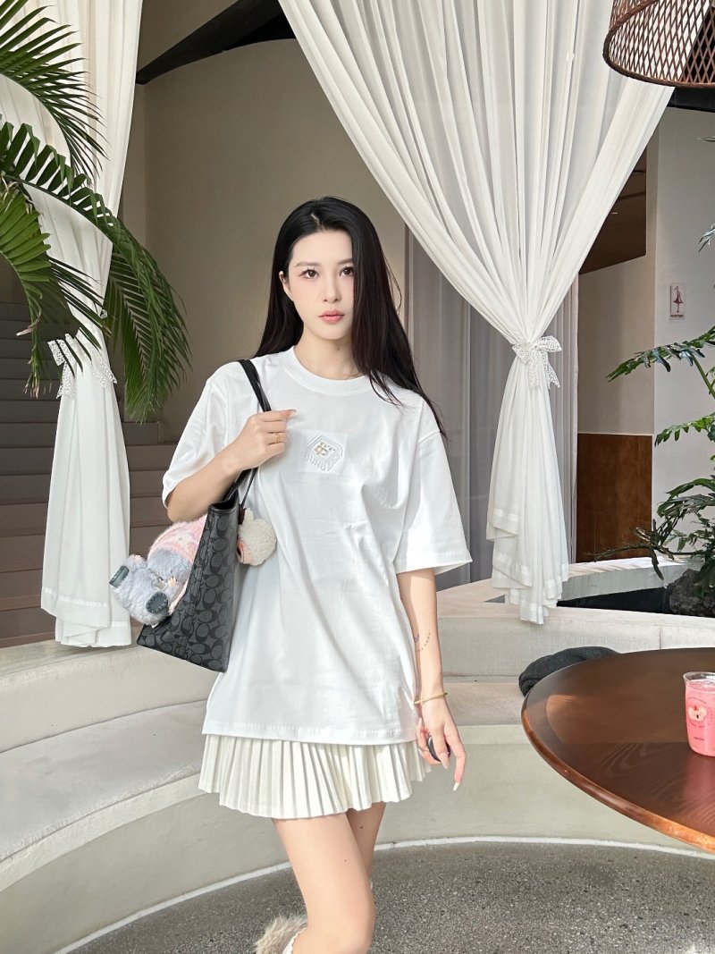 White Oversized Short Sleeve T-Shirt with Pleated Hem view